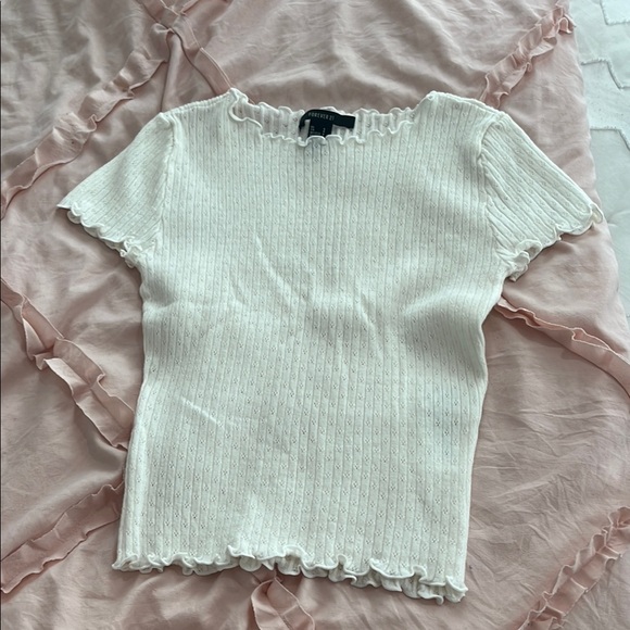 White Ribbed Top - Picture 1 of 4